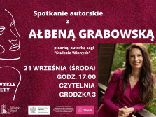 plakat informujący o spotkaniu z Ałbeną Grabowską