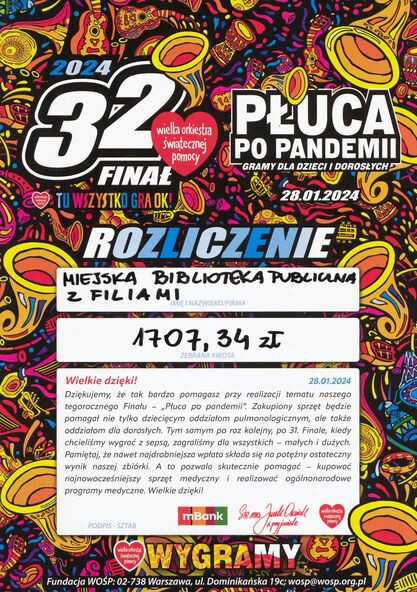 Finał Wielkiej Orkiestry Świątecznej Pomocy z Kiermaszem Książki na Gryfii