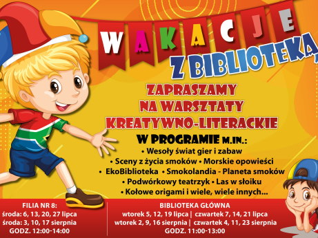 plakat informacyjny dot. wakacji z biblioteką