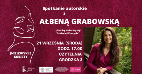 plakat informujący o spotkaniu z Ałbeną Grabowską