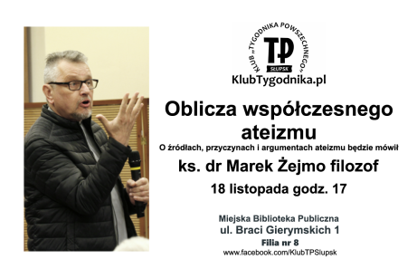 plakat informacyjny dot. spotkania organizowanego przez Tygodnik Powszechny