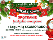 plakat informujący o Mikołajkowym spotkaniu poetycko-muzycznym na fili nr 8